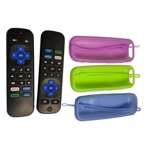 Roku Remote Replacement 2 Pack Black 3 Set Silicone Covers Green Purple Blue NEW